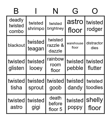 dandys world bingo time Bingo Card