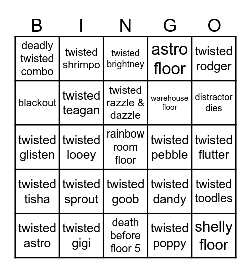 dandys world bingo time Bingo Card