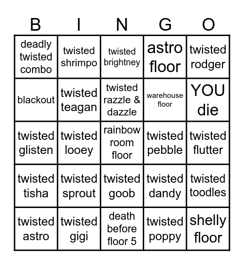 dandys world bingo time Bingo Card