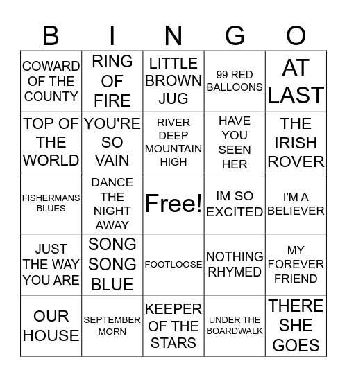HITS 21 Bingo Card