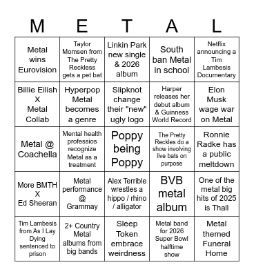 2025 Metal Bingo Card
