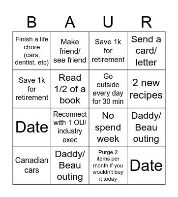 2025 Bingo Card