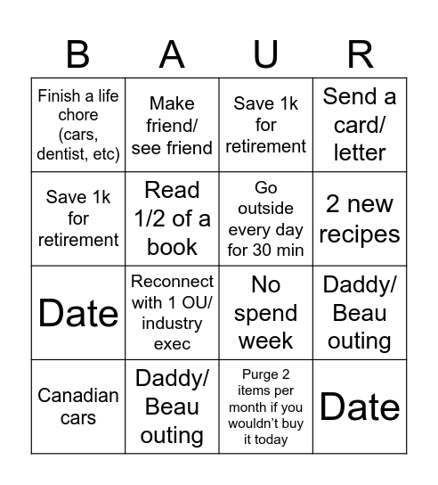 2025 Bingo Card