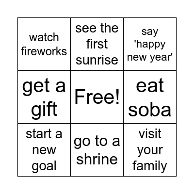 'Did you' bingo Card