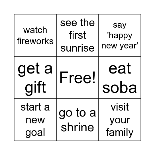 'Did you' bingo Card