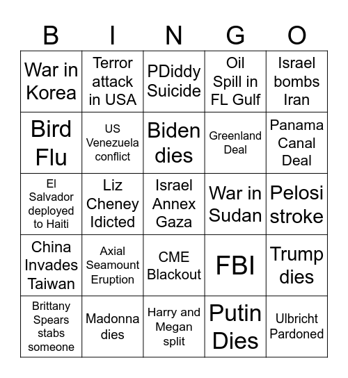 2025 Bingo Card