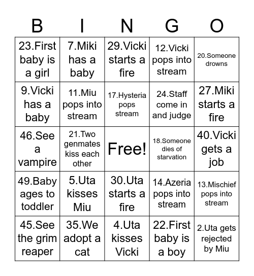 UtaBingo Card