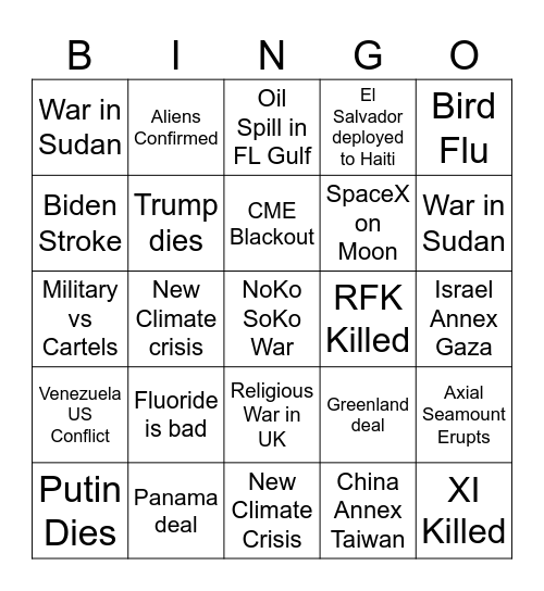 2025 Bingo Card