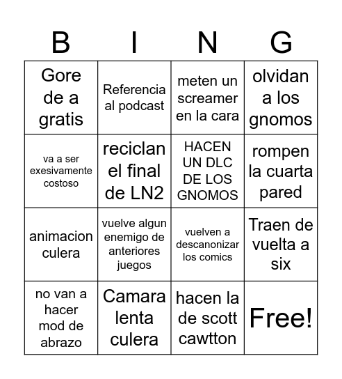 LN3 bingo Card