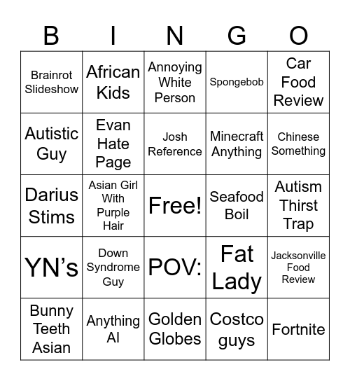 Insta Reels Bingo Card
