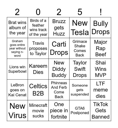 2025 Bingo Card