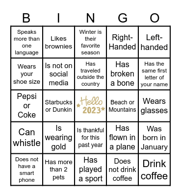 Happy New Years!! Find Someone Who: Bingo Card