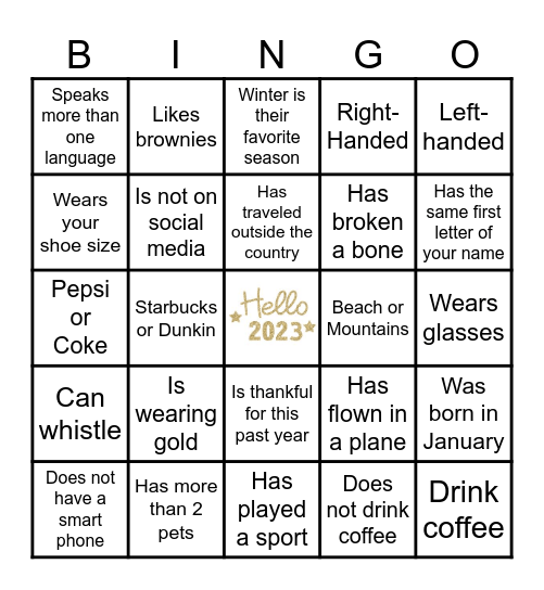 Happy New Years!! Find Someone Who: Bingo Card