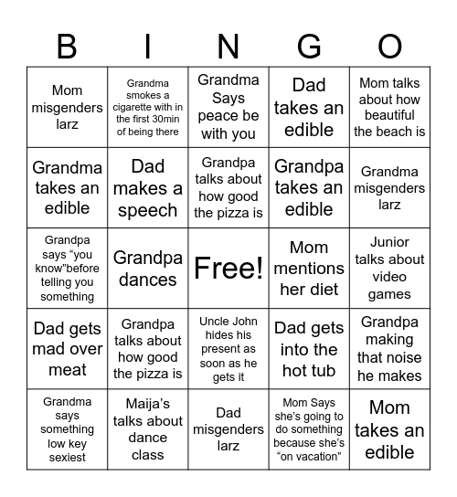 Family bingo Card