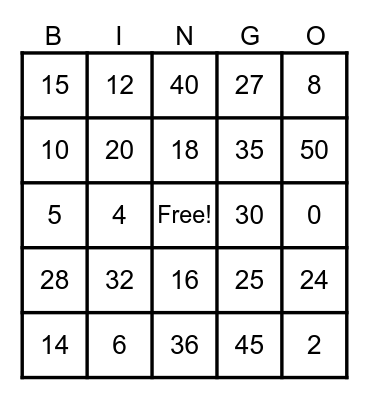 MULTIPLICATION 4&5 Bingo Card
