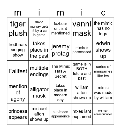 SOTM BINGO Card