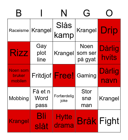 School bingo Card