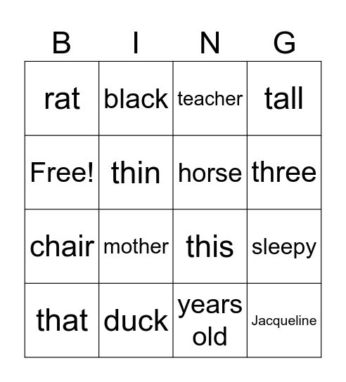 B1 R2 Bingo Card