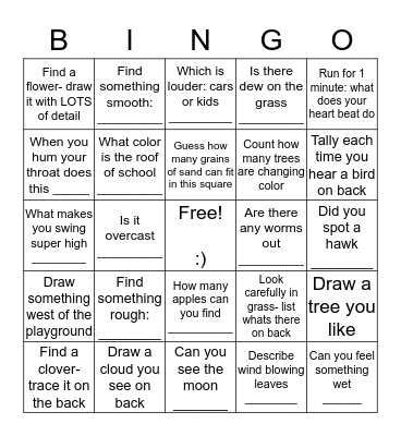 OUTDOOR HUNT Bingo Card