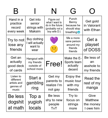 2025 goal bingo Card