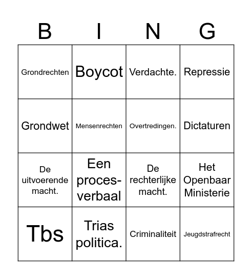 rechtsstaat bingo Card