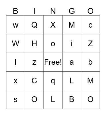 MY LETTERS TO KNOW Bingo Card