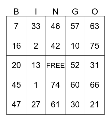 PHOSPHORUS BINGO Card