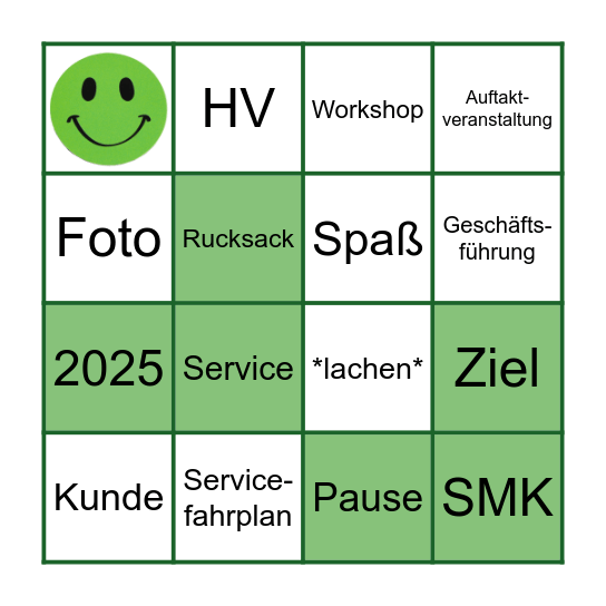 Service Bingo 2025 Bingo Card