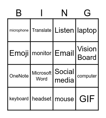 Digital Skills Bingo Card