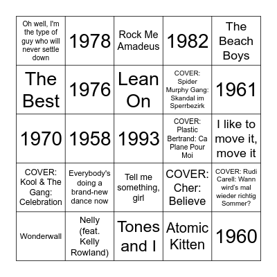 Musik-Bingo Card