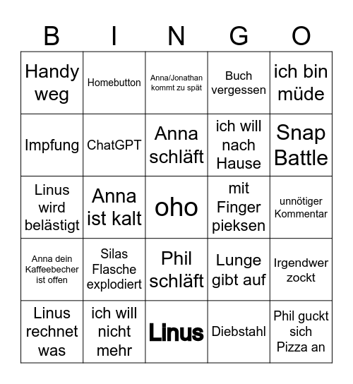 TG11c Bingo Card