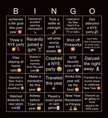 New Years Bingo 😁 Bingo Card