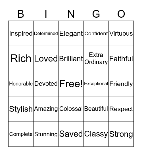 I Am His Woman Bingo Card