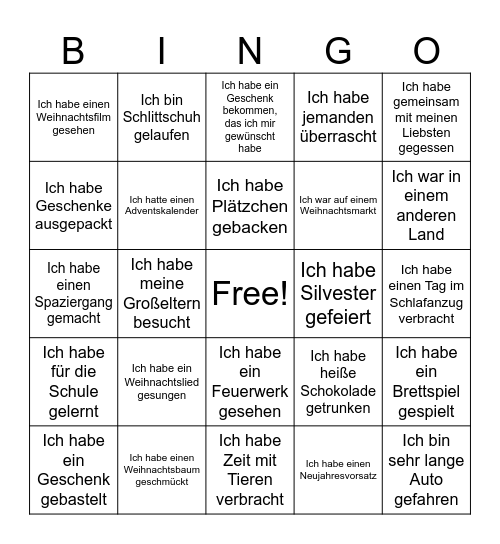 Ferien Bingo - Winter Edition Bingo Card