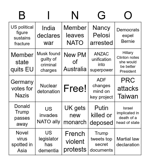 2025 Bingo Card