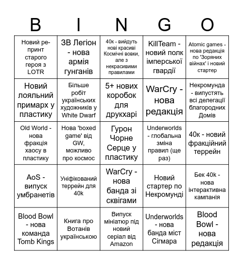 Brohammer 2025 Bingo Card