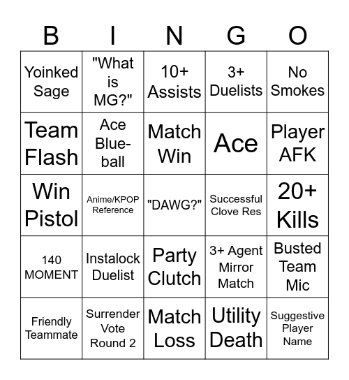 SWIFTPLAY BINGO Card