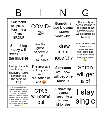 2025 bingo card Jasmine Bingo Card