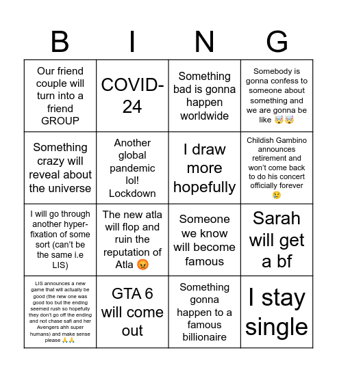 2025 bingo card Jasmine Bingo Card