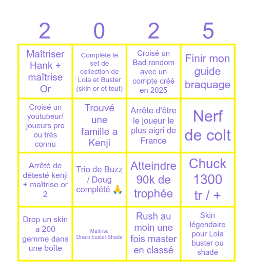 Brawl stars Bingo Card