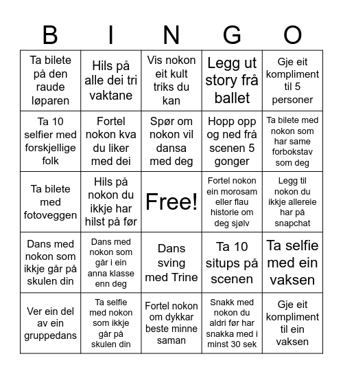 NYTTÅRS Bingo Card