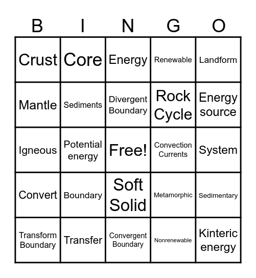 6th Grade Midterm Bingo Card