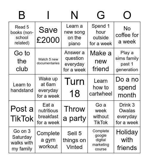 2025 Bingo Card