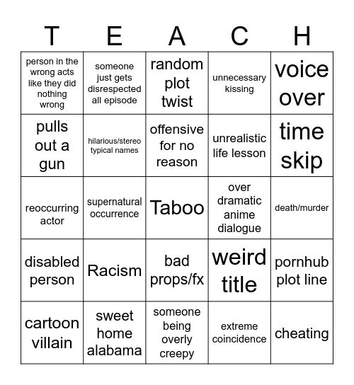Tomorrows Teachings Bingo Card