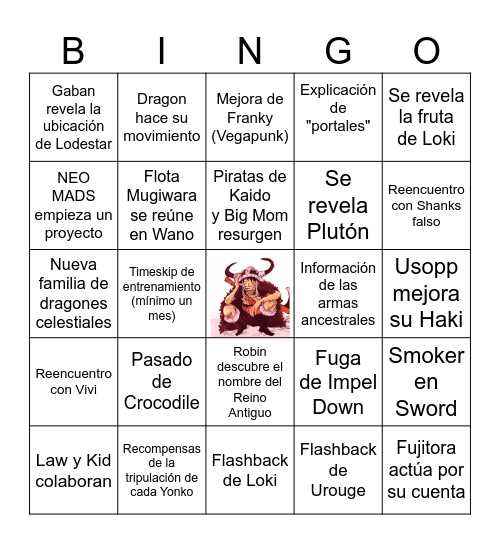 Bingo One Piece 2025 Bingo Card