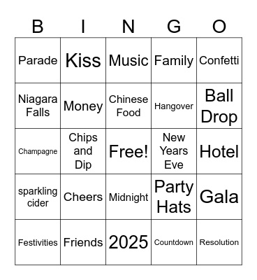 New Year Bingo Card