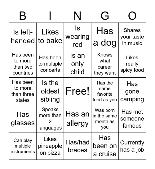 Icebreaker Bingo: Find Someone Who Bingo Card