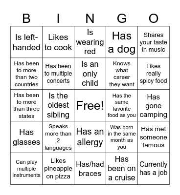 Icebreaker Bingo: Find Someone Who Bingo Card