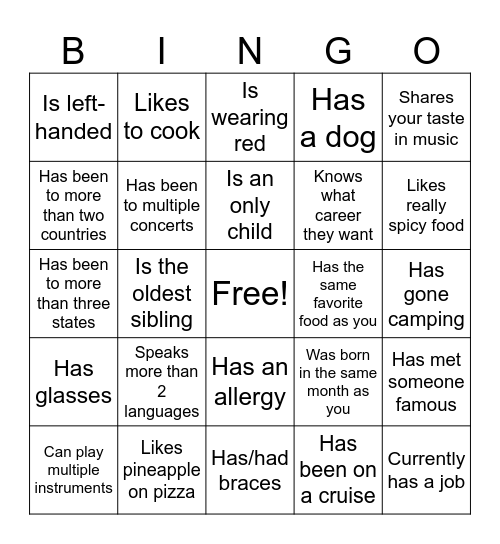 Icebreaker Bingo: Find Someone Who Bingo Card