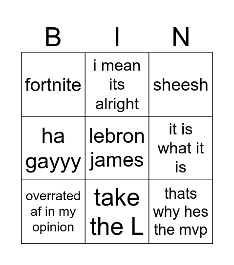 Untitled Bingo Card